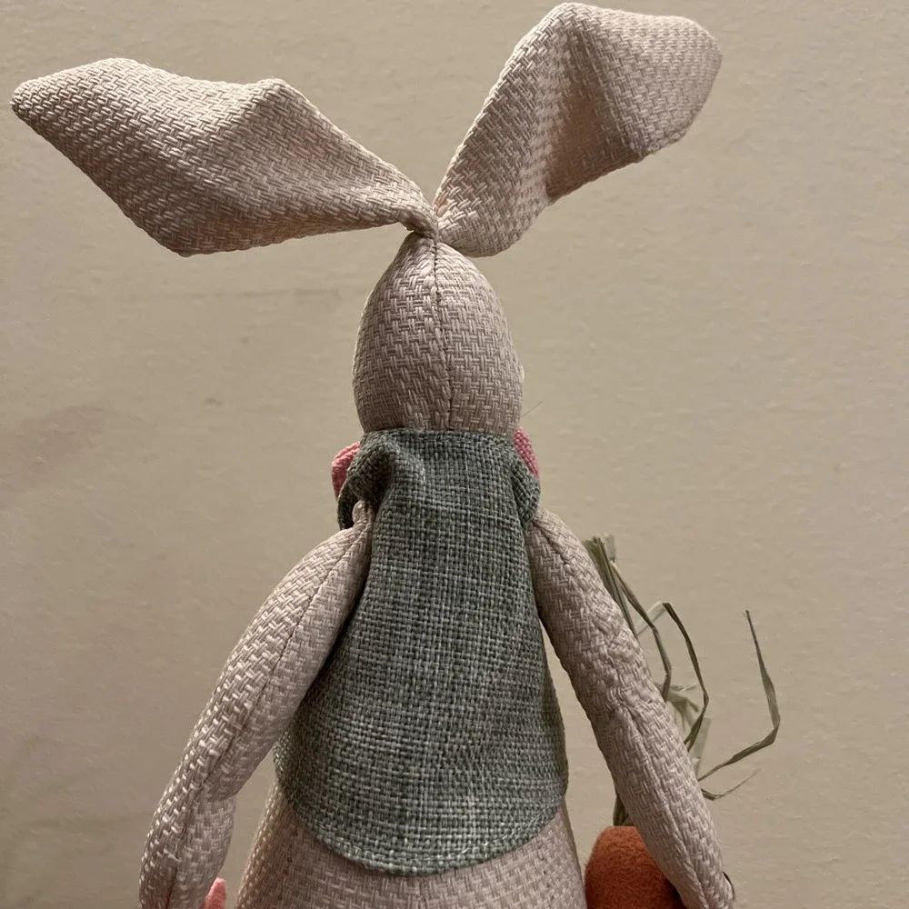 Rabbit Bunny Figurine Plush Standing Spring Easter Decor Vest Bow Tie